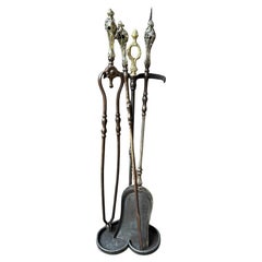 Outils ou ensemble de cheminée victorien anglais, 19e siècle