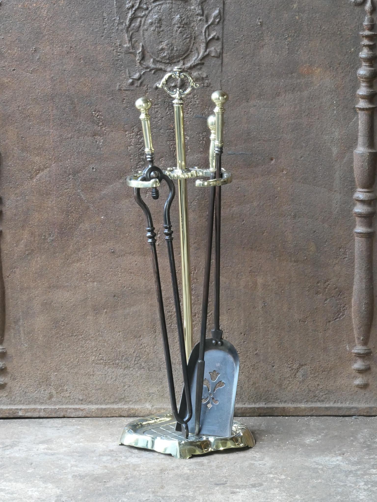 Forged English Victorian Fireplace Tools or Companion Set, 20th Century  For Sale