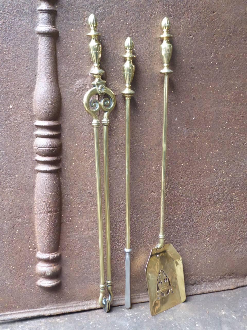 English Victorian fireplace tool set - fire irons made of brass and polished steel.

We have a unique and specialized collection of antique and used fireplace accessories consisting of more than 1000 listings at 1stdibs. Amongst others we always