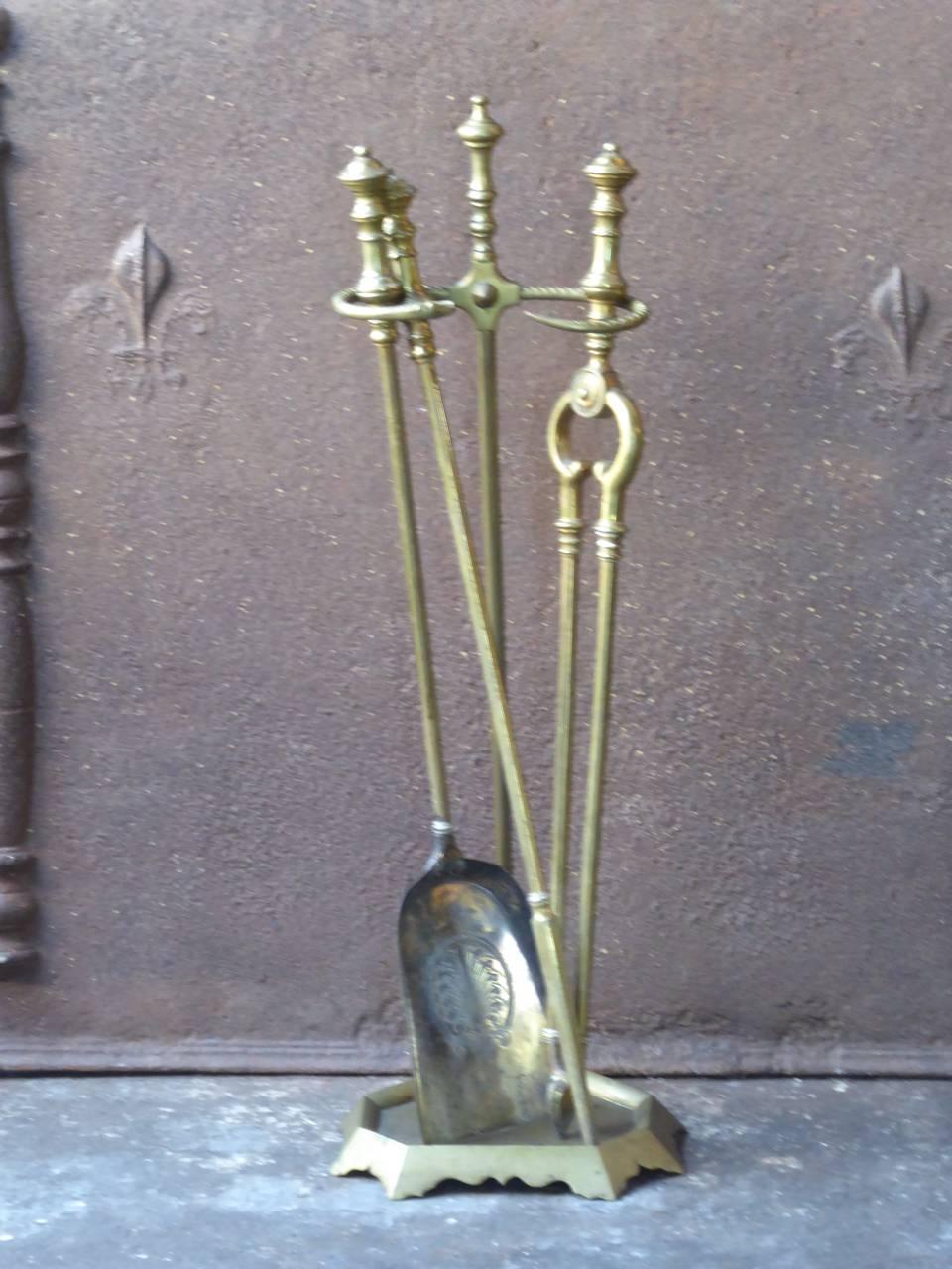 19th-early 20th century English Victorian fireplace toolset - fire irons made of brass.

We have a unique and specialized collection of antique and used fireplace accessories consisting of more than 1000 listings at 1stdibs. Amongst others we always
