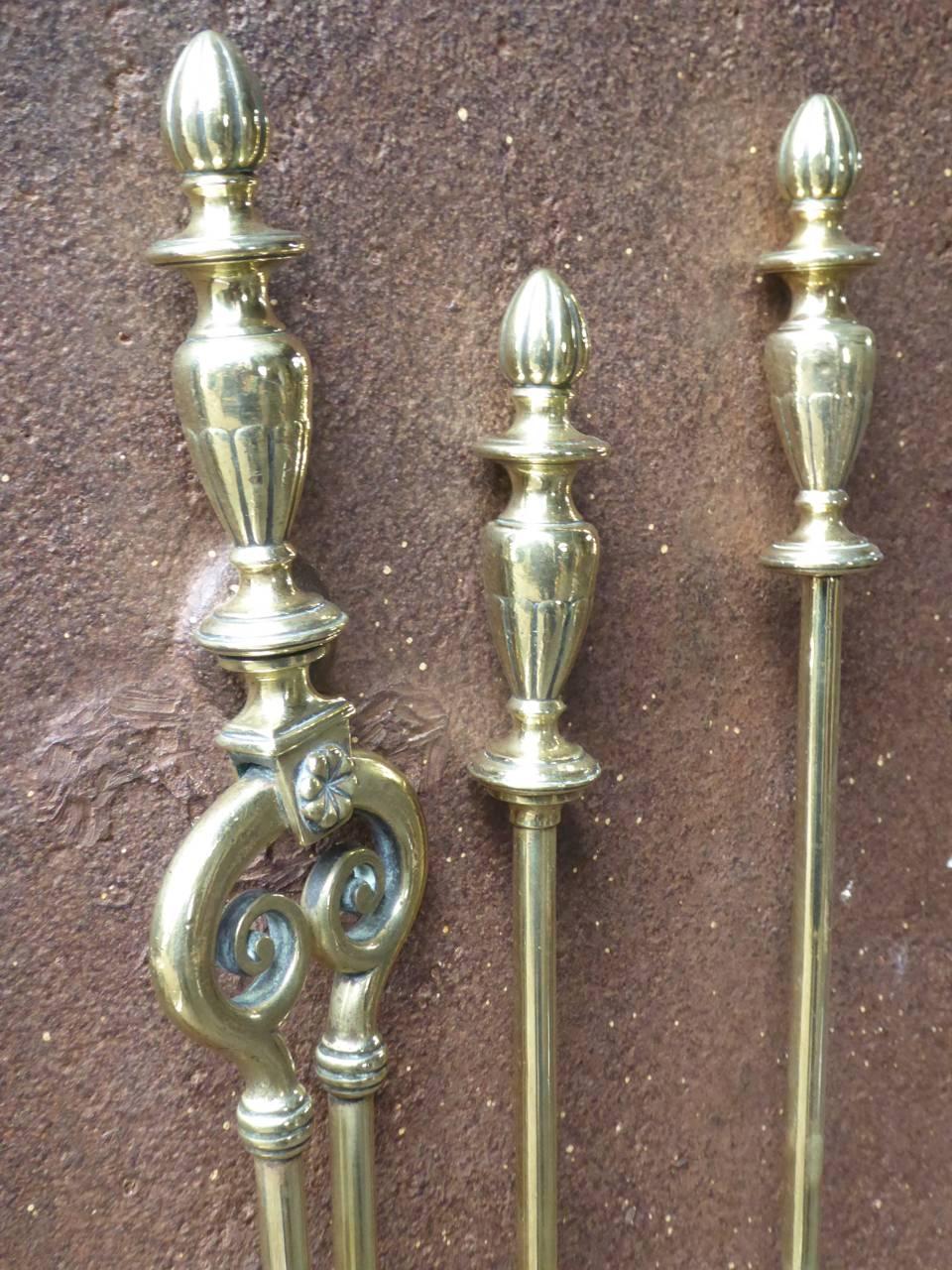 Polished English Victorian Fireplace Tools or Fire Tools