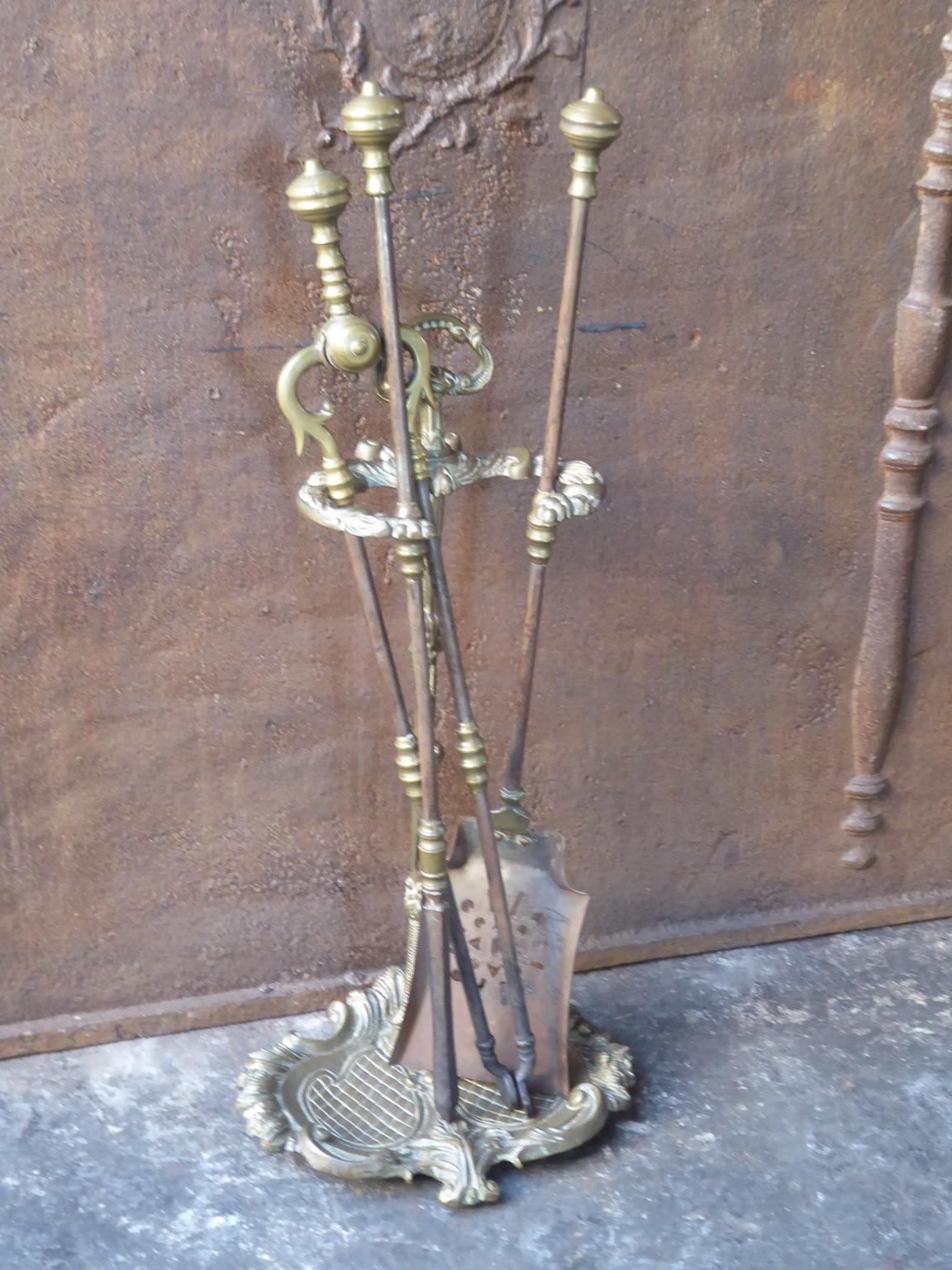 Forged English Victorian Fireplace Tool Set or Fire Tools