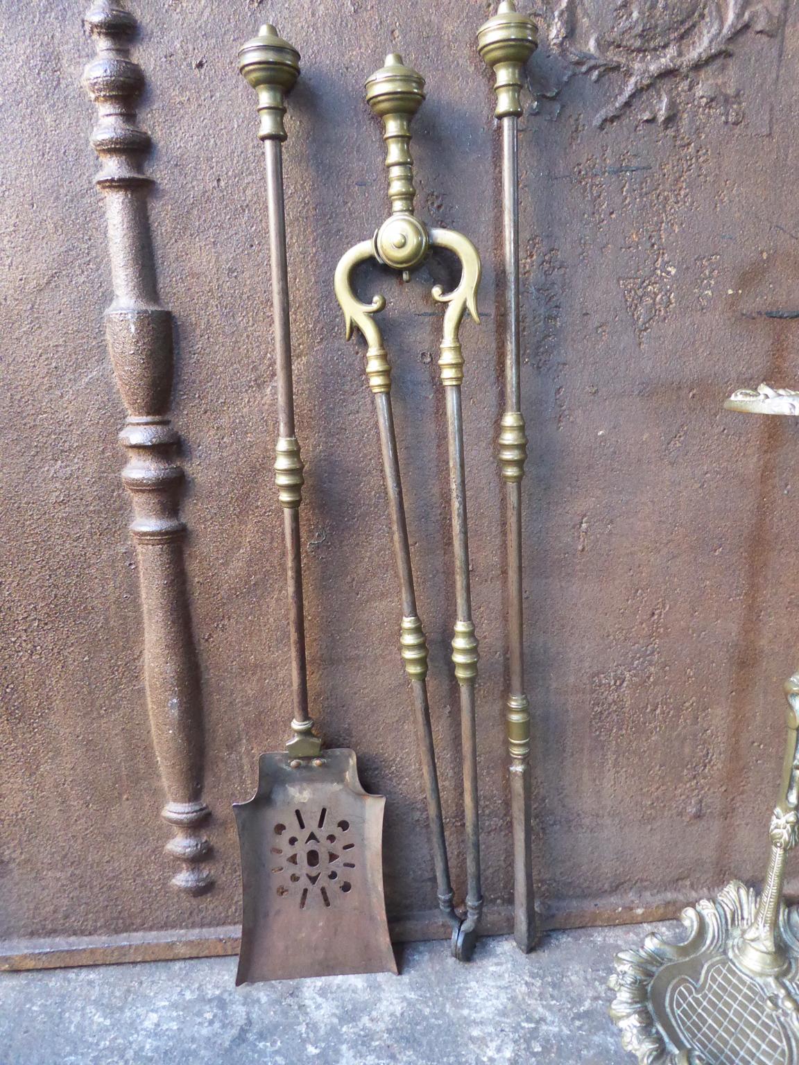 Wrought Iron English Victorian Fireplace Tool Set or Fire Tools