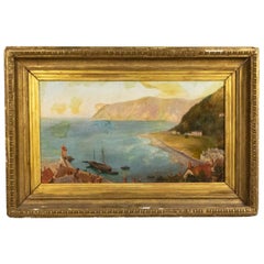 English Victorian Fisherman Boat Painting