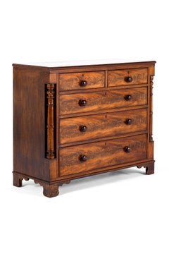 English Victorian Flamed Mahogany Chest Of Drawers