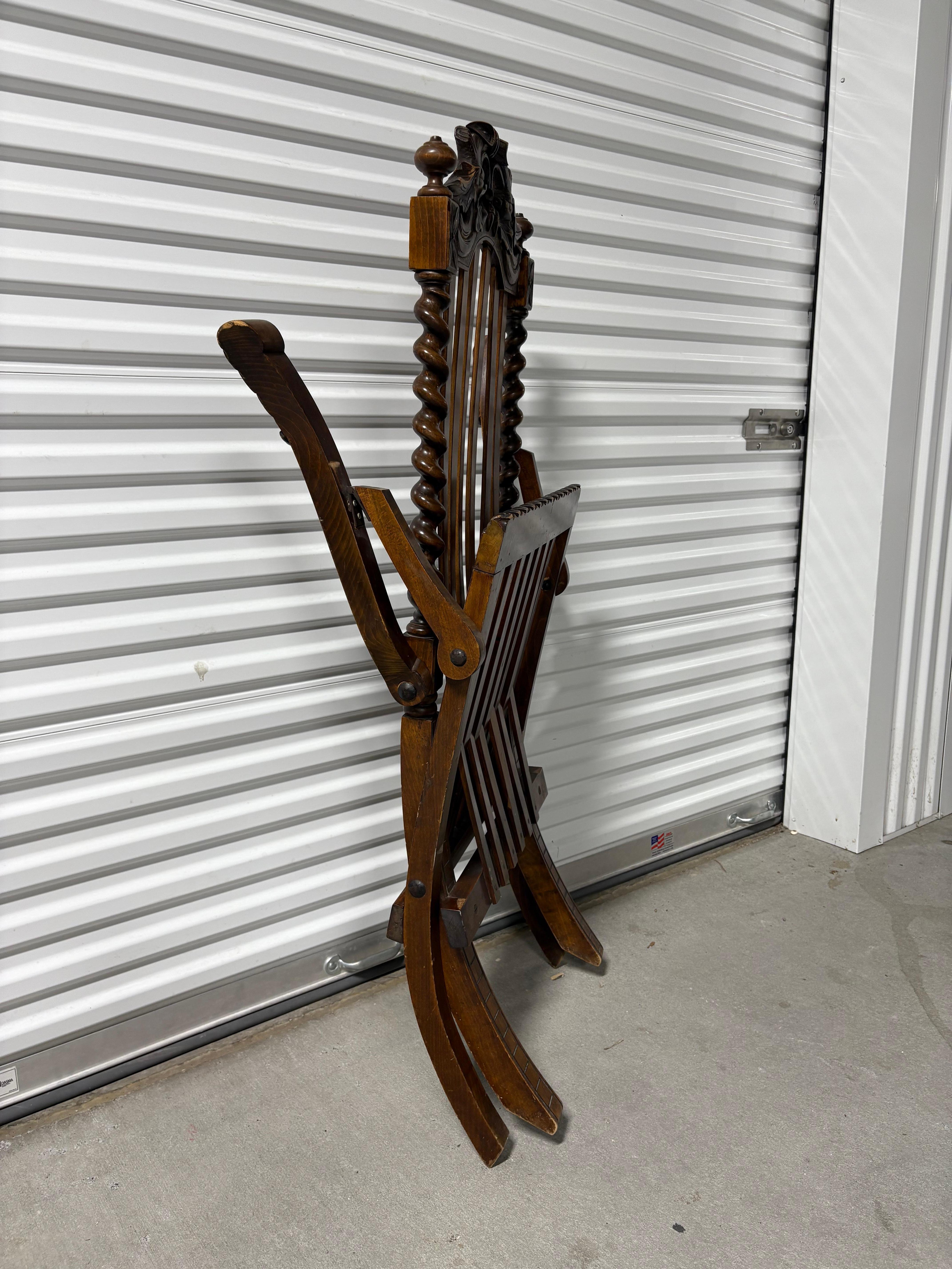 Chaise longue victorienne pliante de campagne, ou Bergère, fin du 19e siècle en vente 5