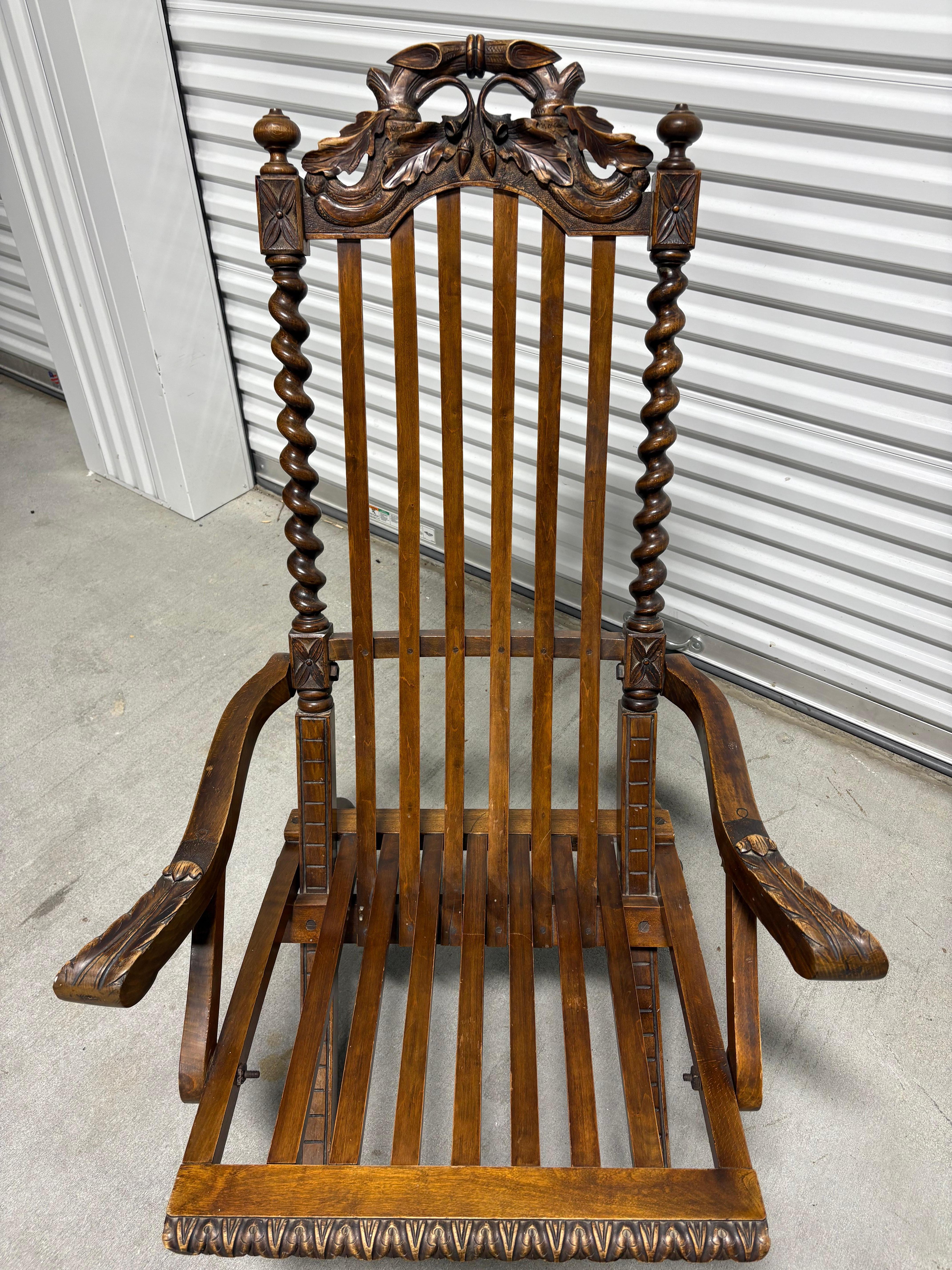 Chaise longue victorienne pliante de campagne, ou Bergère, fin du 19e siècle en vente 1