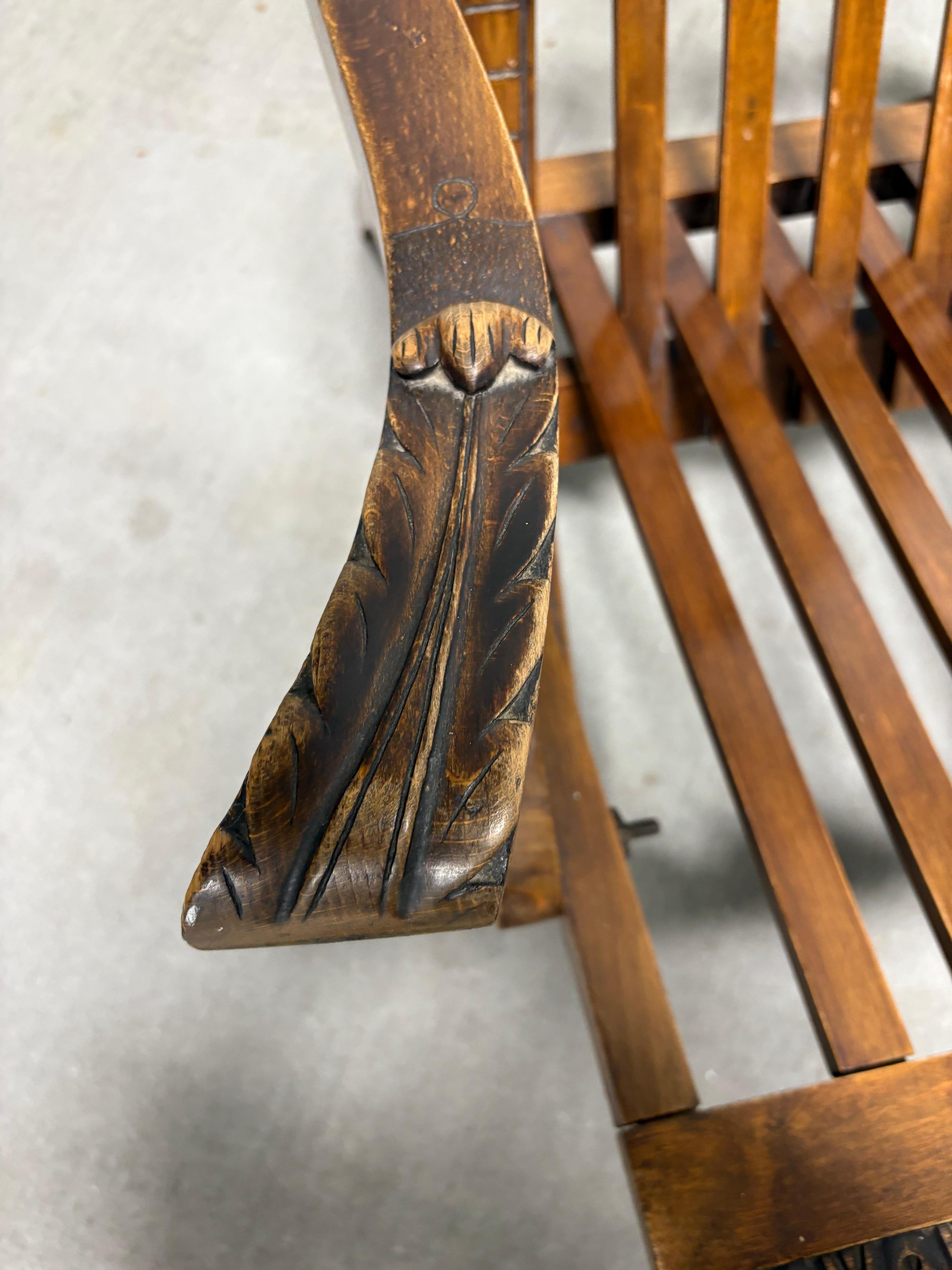 Chaise longue victorienne pliante de campagne, ou Bergère, fin du 19e siècle en vente 2