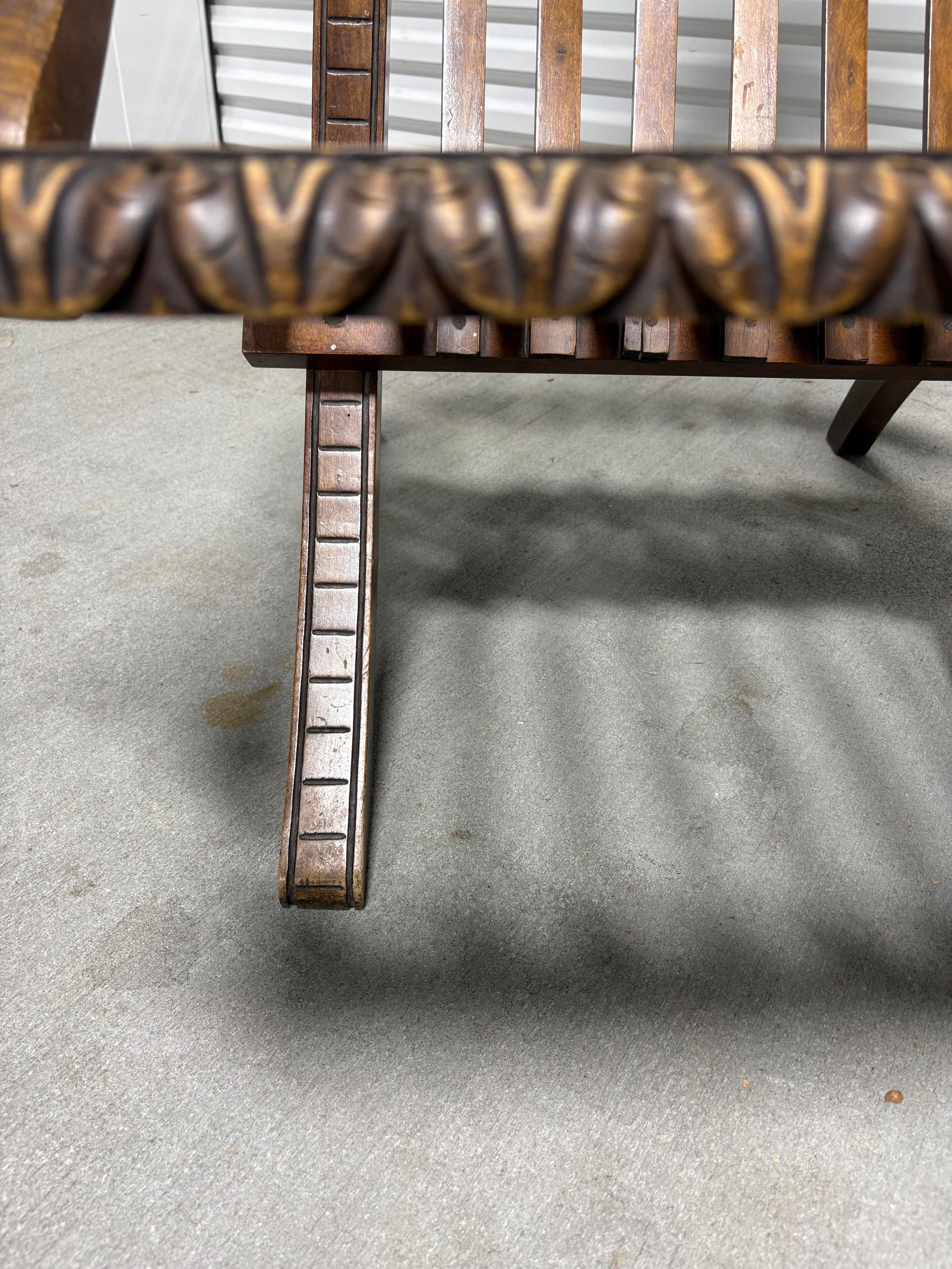 Chaise longue victorienne pliante de campagne, ou Bergère, fin du 19e siècle en vente 3