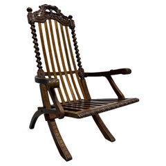 Sedia da salotto da campagna pieghevole inglese di epoca vittoriana, o Bergère, fine XIX secolo