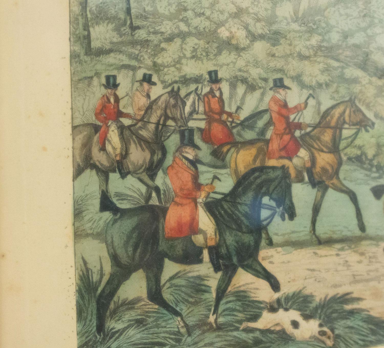 Grabado victoriano inglés sobre la caza del zorro en Bueno estado para la venta en Queens, NY