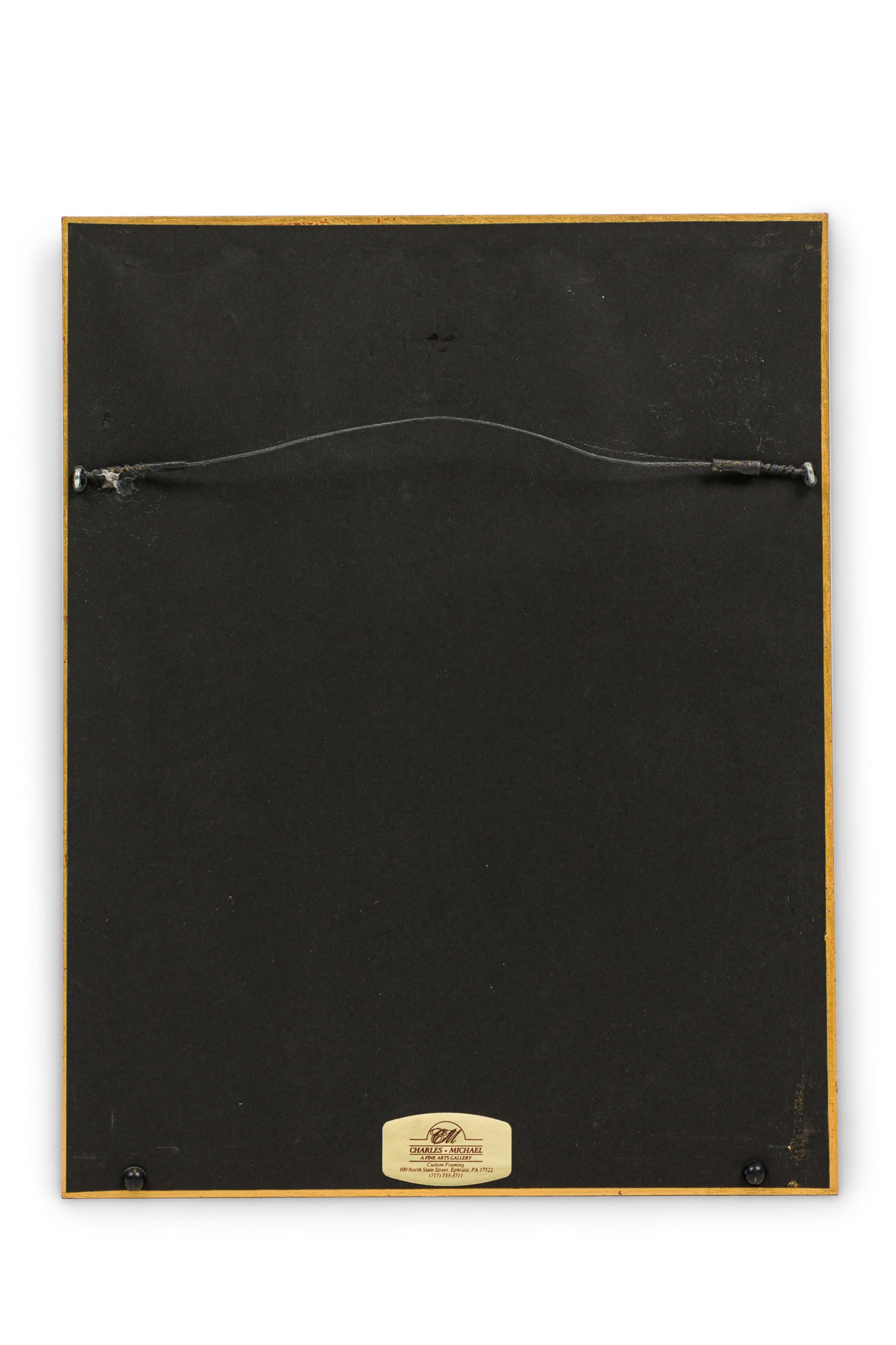 Englische viktorianische gerahmte botanische Illustration des Grünflügligen Wiesen-Knabenkrauts (Gold) im Angebot