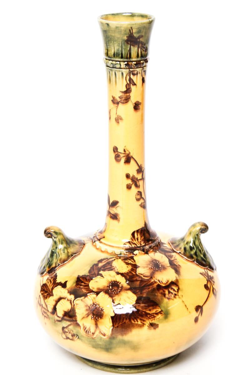 Englisch Viktorianisch George Jones & Söhne Töpferei Melrose Ware Flasche Vase im Zustand „Gut“ in New York, NY