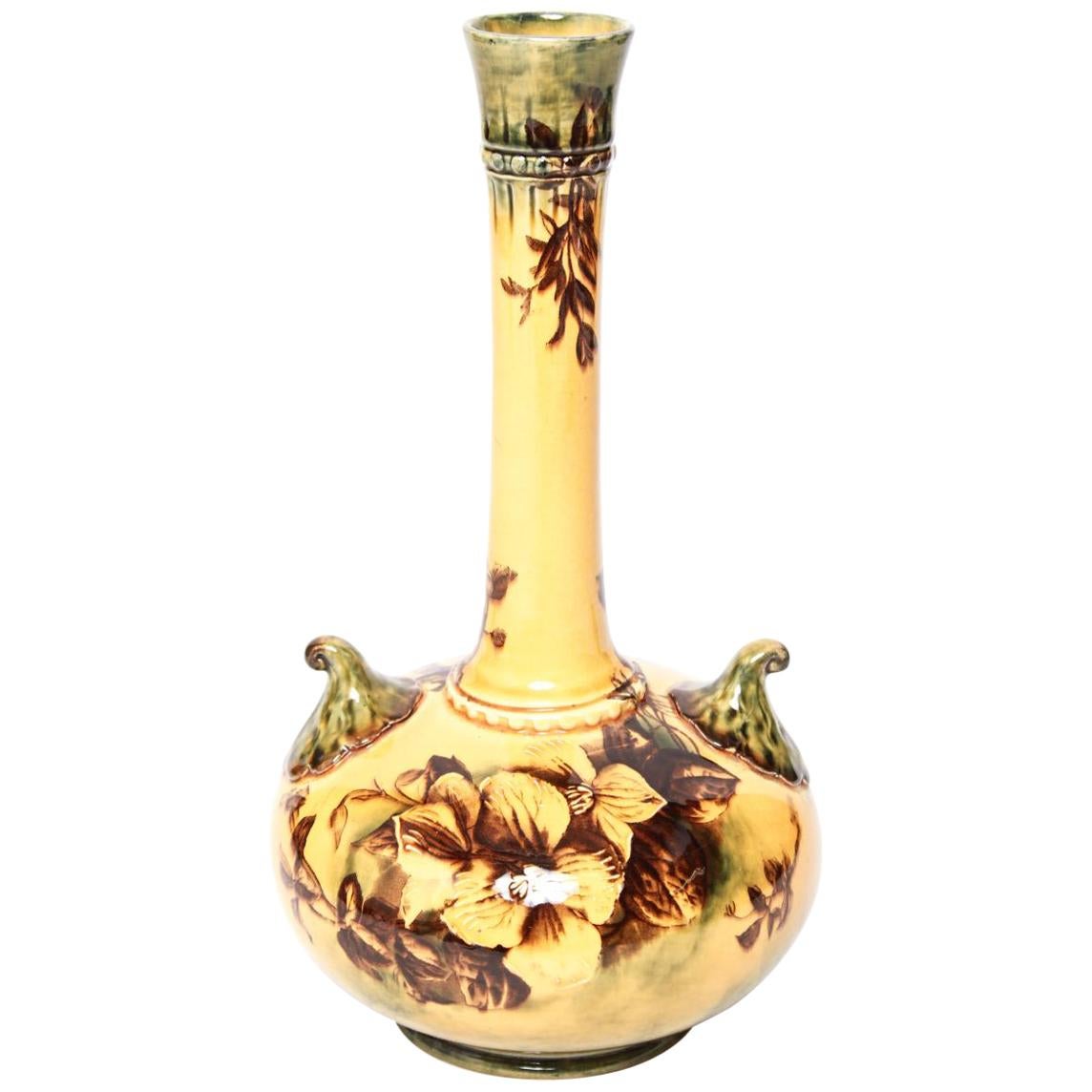 English Victorian George Jones & Sons Pottery Melrose Ware Bottle Vase