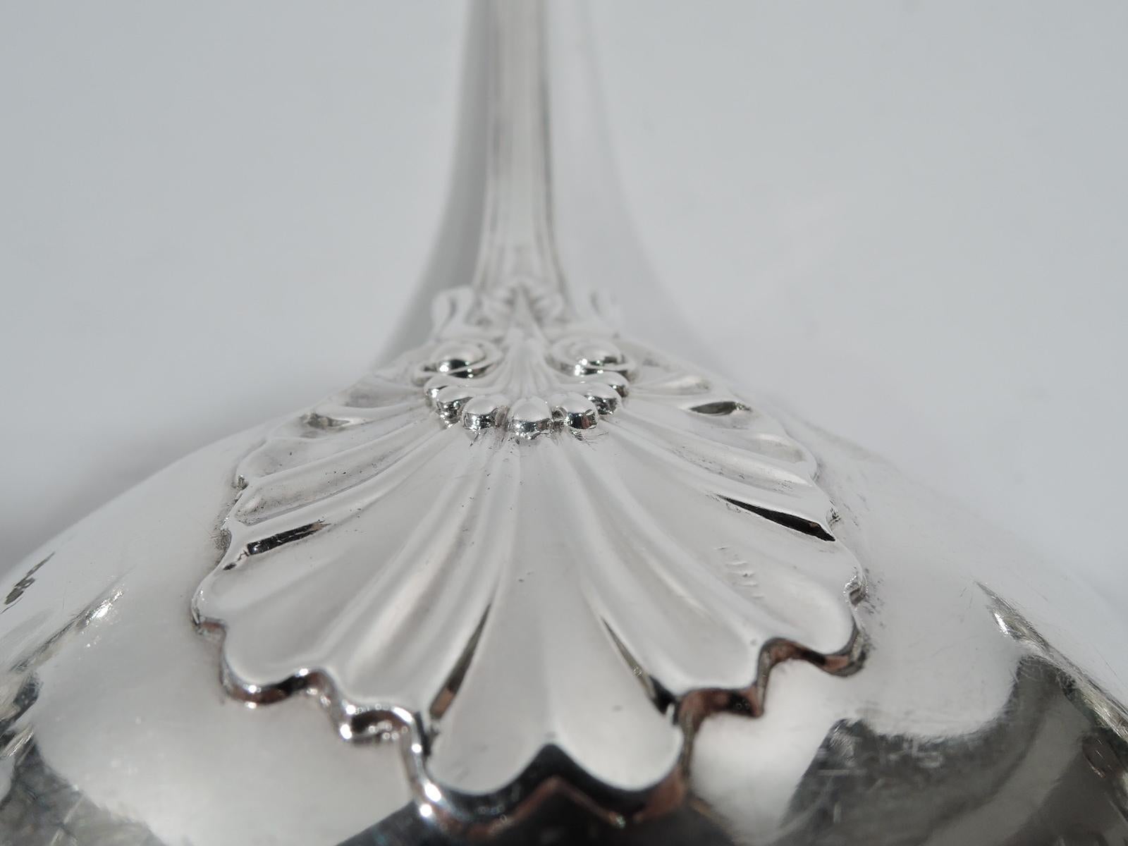 English Victorian Georgian Queen Sterling Silver Soup Ladle For Sale 1