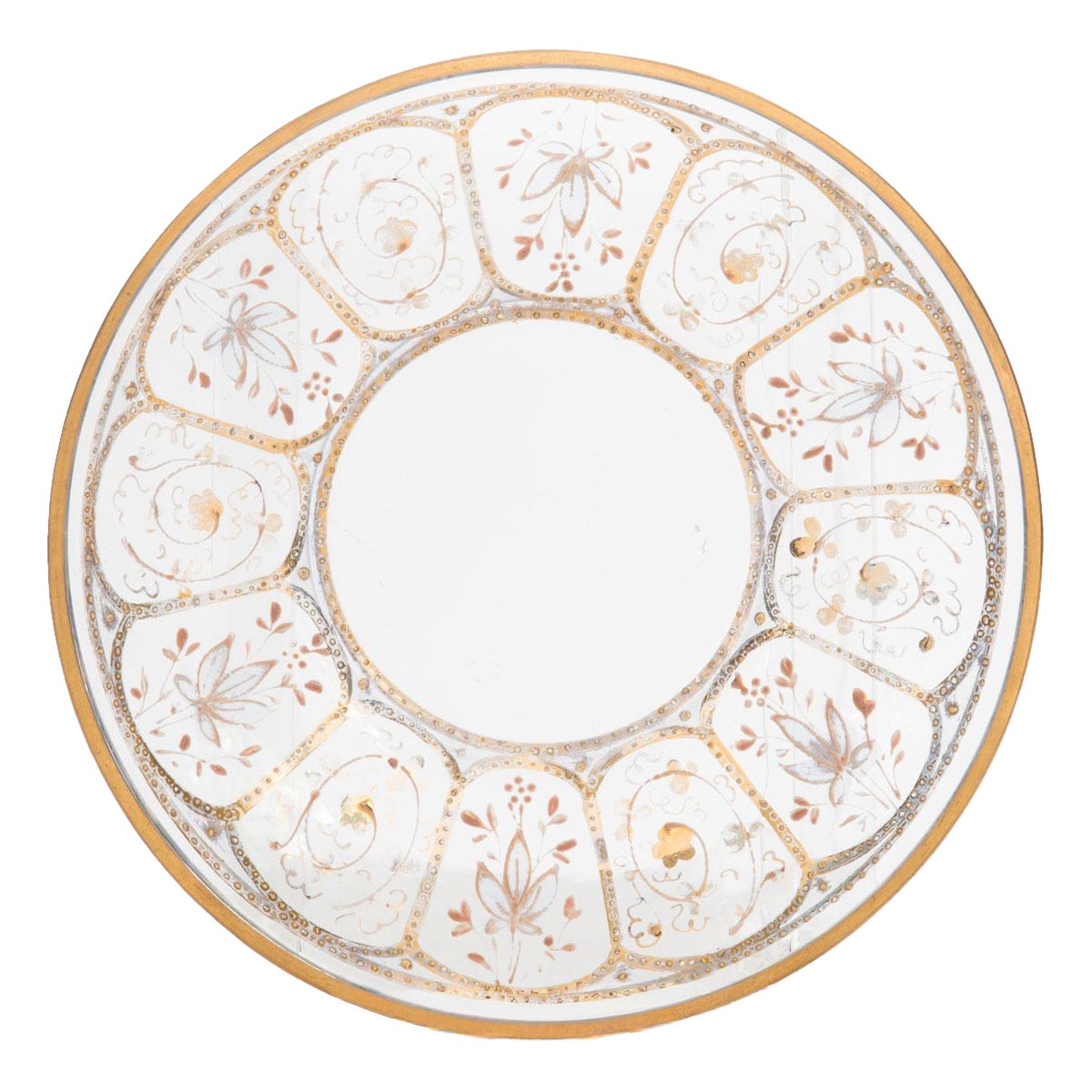 English Victorian Gilt Glass Plate For Sale