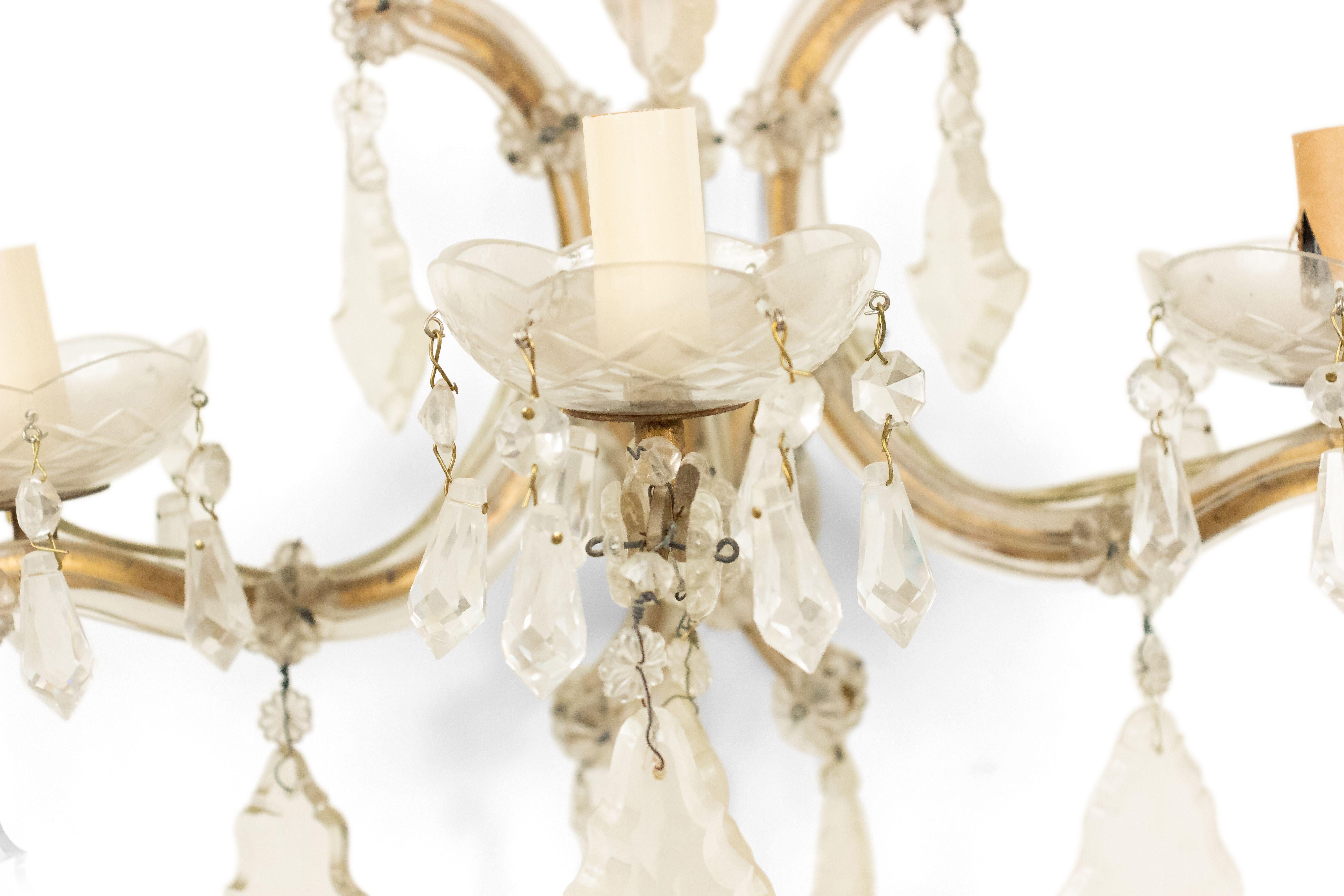 English Victorian Gilt Metal and Crystal Wall Sconces For Sale 4