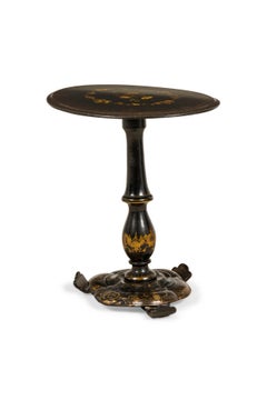 English Victorian Gilt, Painted, and Lacquered Oval Top End / Side Table