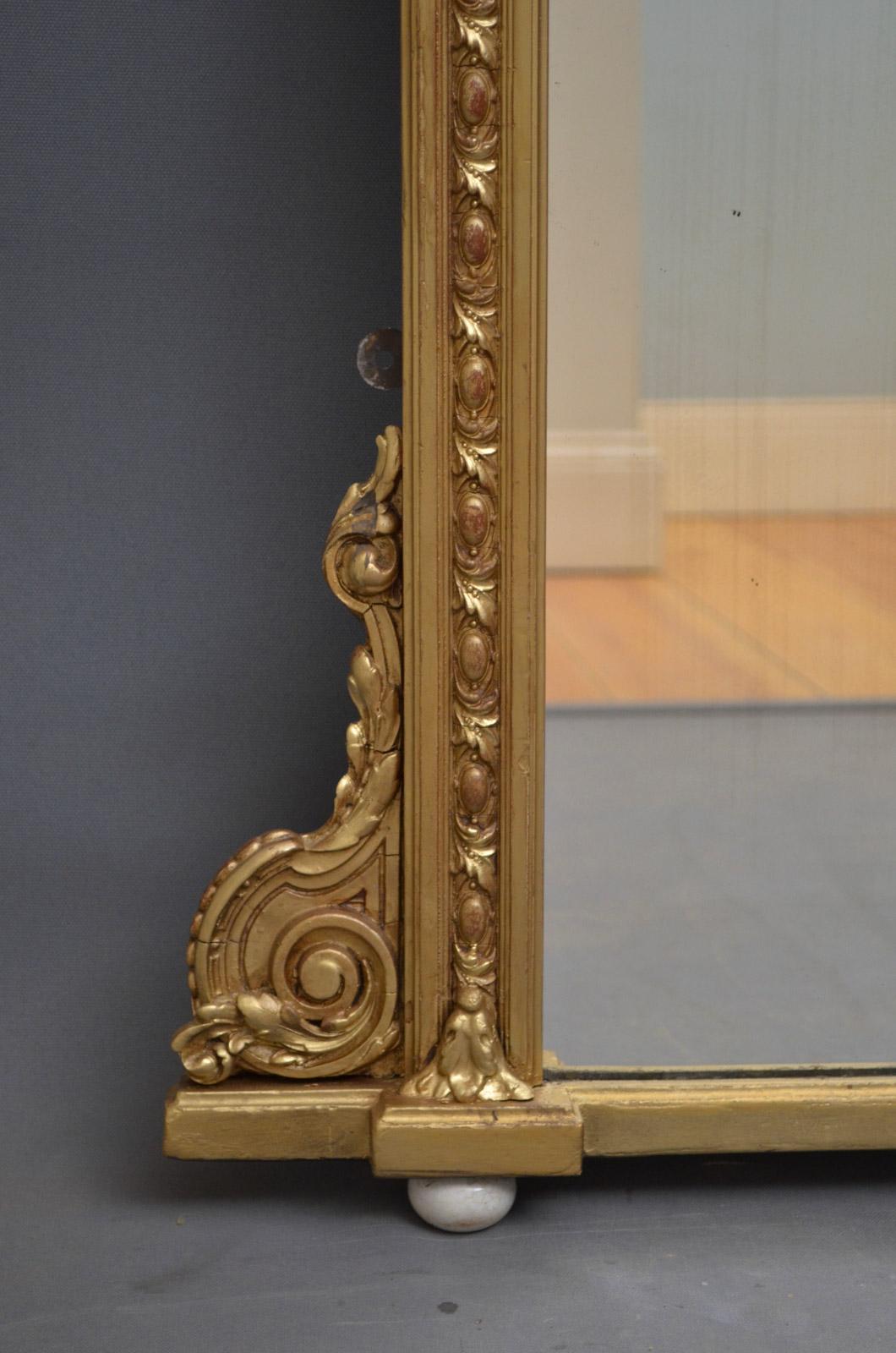 English Victorian Giltwood Overmantel Mirror In Excellent Condition In Whaley Bridge, GB