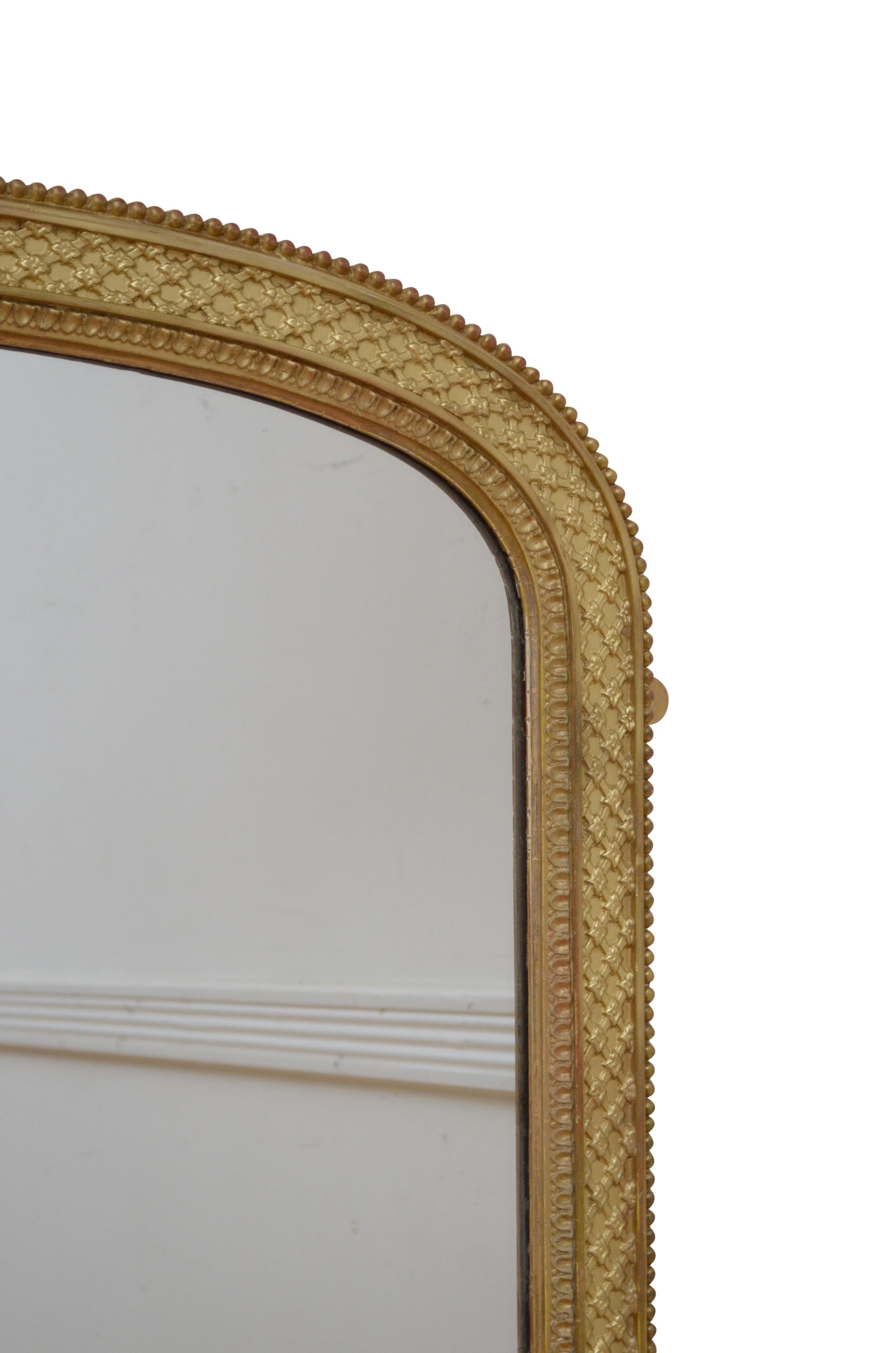 English Victorian Giltwood Wall Mirror H133cm For Sale 2