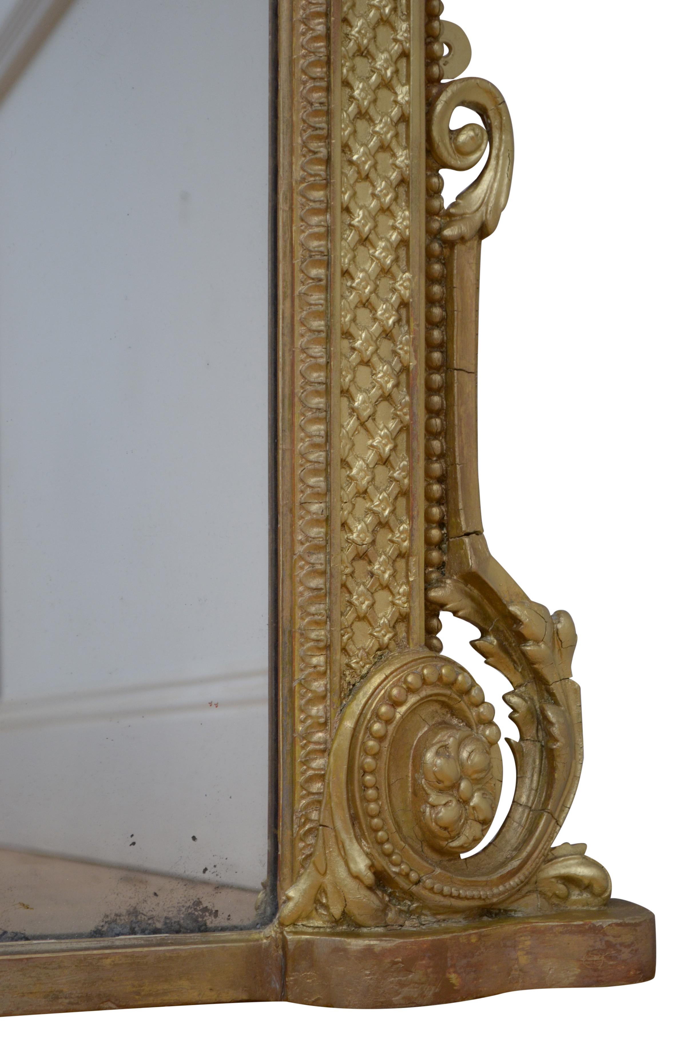 English Victorian Giltwood Wall Mirror H133cm For Sale 3