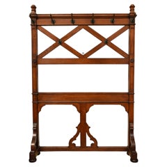 English Victorian Gothic Coat Stand Oak Hall Stand in the Manner Of Pugin