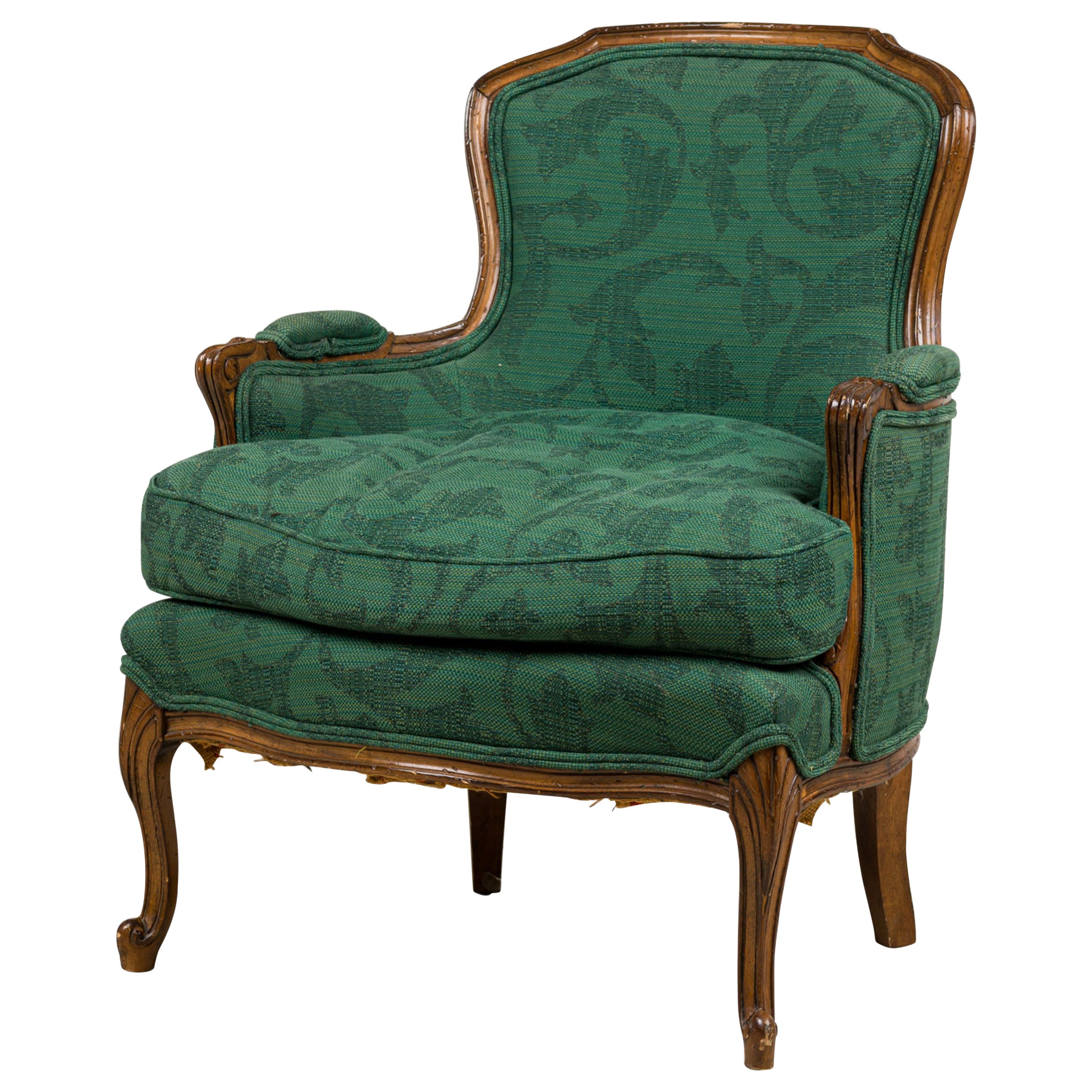 English Victorian Green Bergere Armchair in vendita