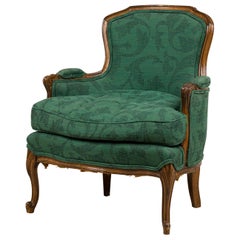 English Victorian Green Bergere Armchair