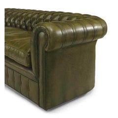 English Victorian Green Leather Sofas