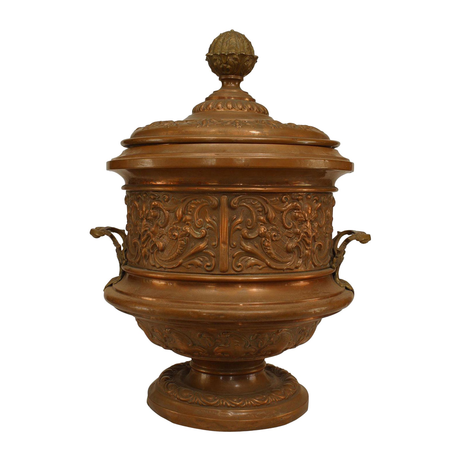 English Victorian Hammered Copper Centerpiece For Sale