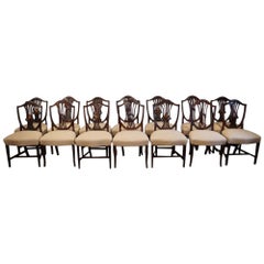 English Victorian Harlequin Set of 14 Dining Chairs, circa 1885