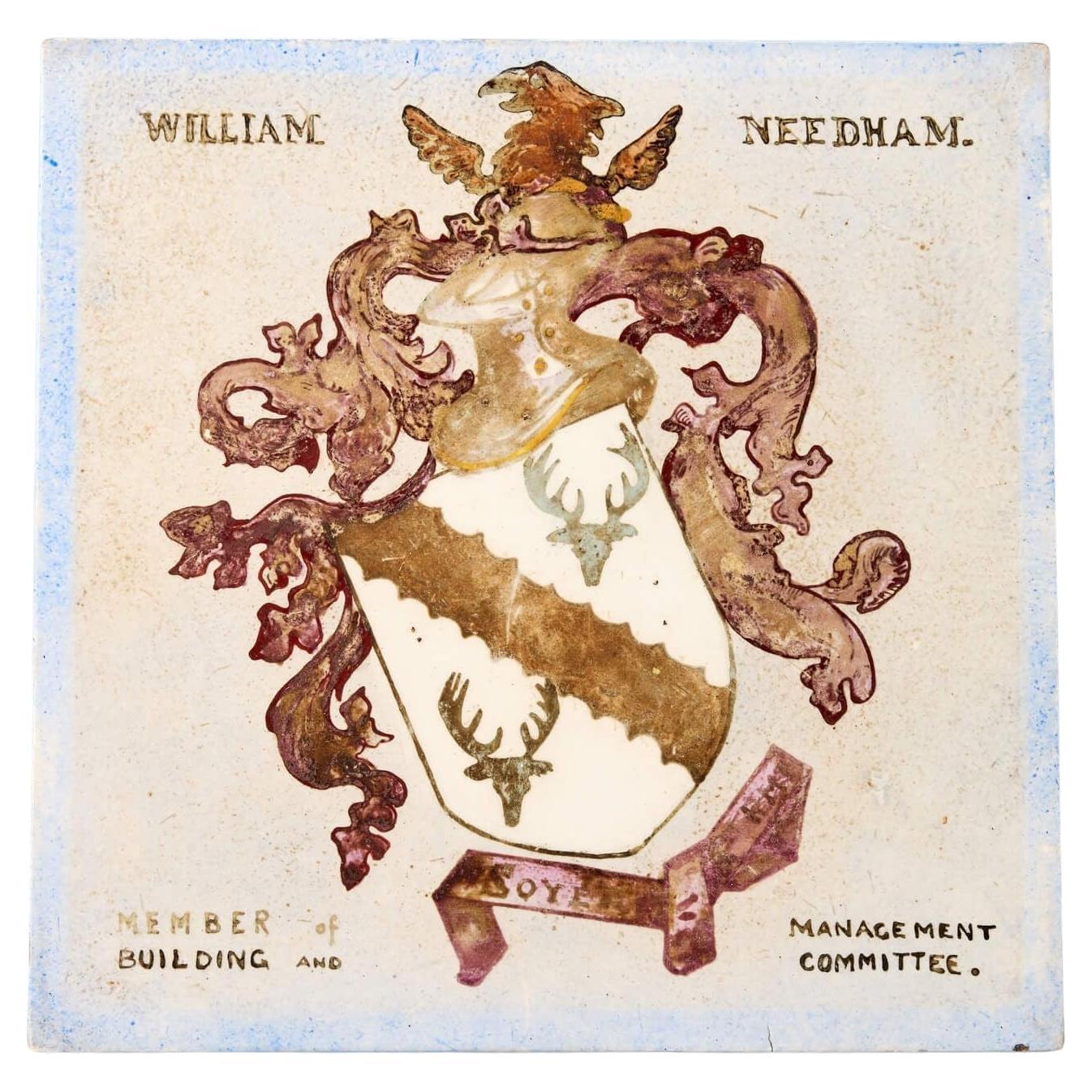 English Victorian Heraldic Tile For Sale