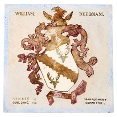 Antique English Victorian Heraldic Tile