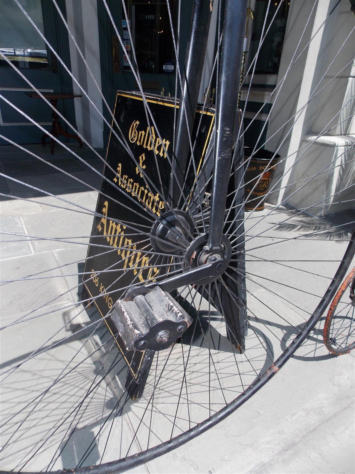 Hand-Crafted American High Wheel / Penny-Farthing Bicycle with Leather Seat. Circa 1870