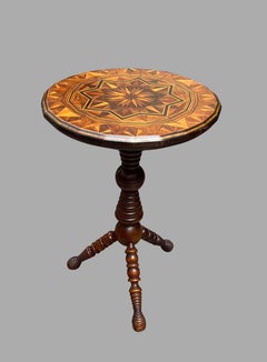 English Victorian Inlaid Exotic Wood Top Side Table