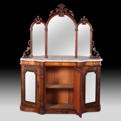 English Victorian Inlaid Walnut Side Cabinet