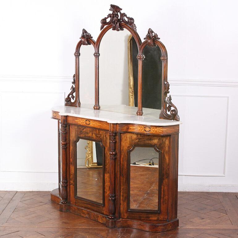 English Victorian Inlaid Walnut Side Cabinet In Good Condition In Vancouver, British Columbia