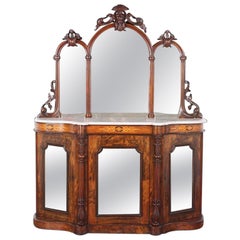 Antique English Victorian Inlaid Walnut Side Cabinet