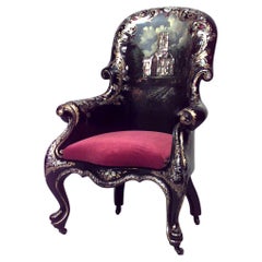 English Victorian Lacquered Bergre Arm Chair
