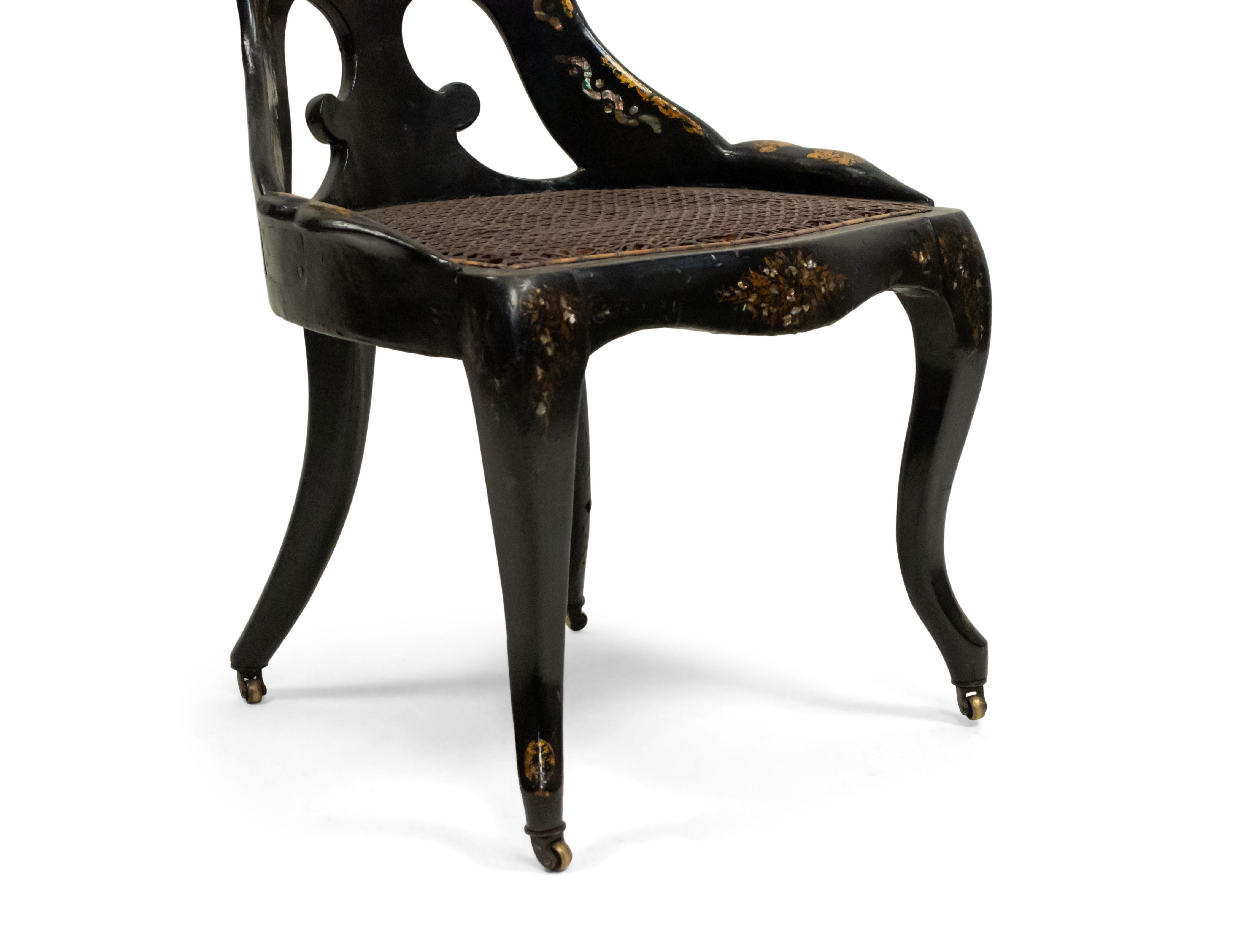 19th Century English Victorian Lacquered Side Chair For Sale