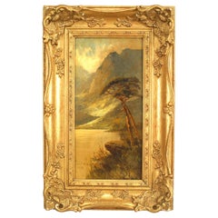 English Victorian Landscape of a Lake by Mountains