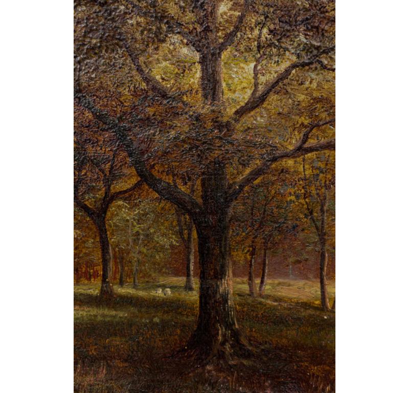 English Victorian Landscape of Animals by Trees In Good Condition For Sale In Queens, NY