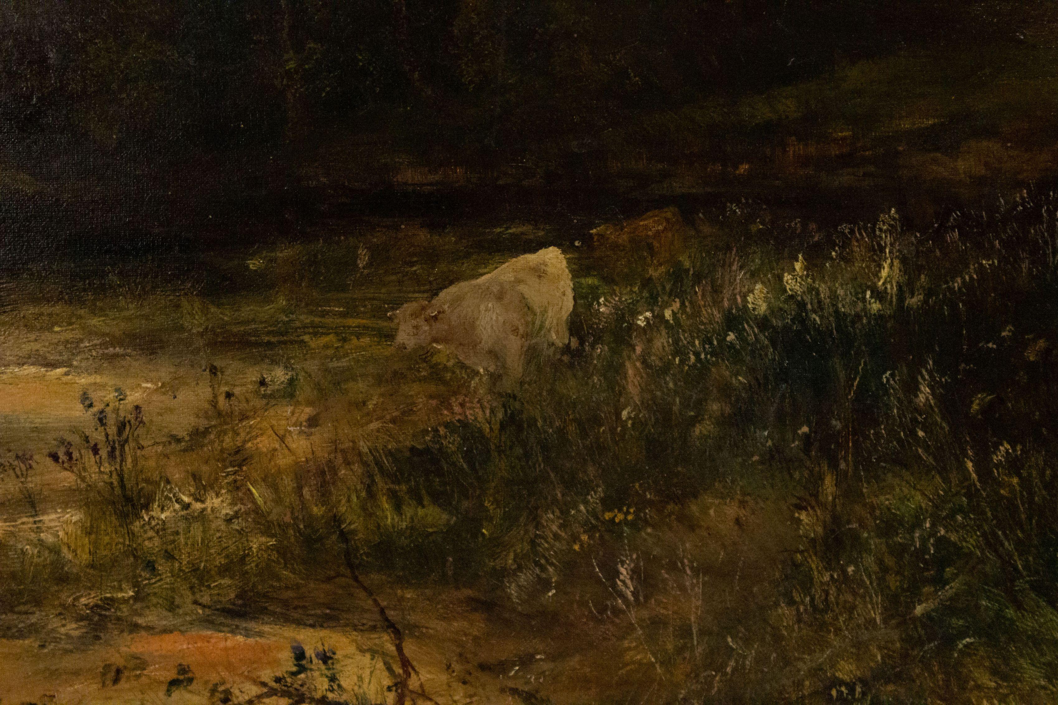 Englische viktorianische Landschaft mit Kühen an einem Fluss (Viktorianisch) im Angebot