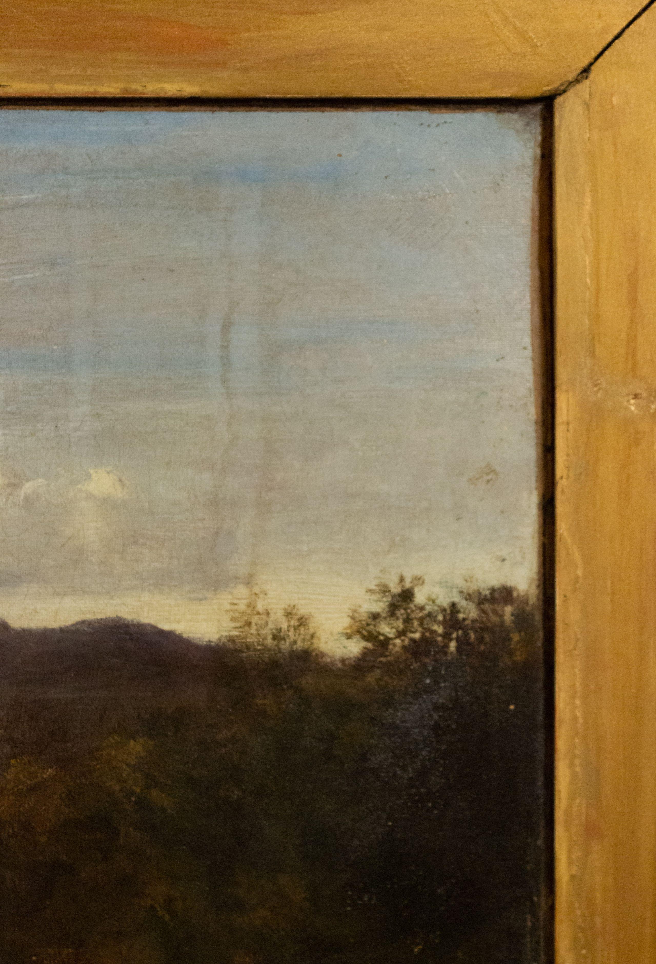 Englische viktorianische Landschaft mit Kühen an einem Fluss (Handgeschnitzt) im Angebot