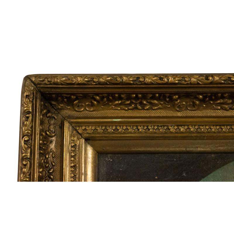 English Victorian Landscape of Figures with Cows In Good Condition For Sale In Queens, NY