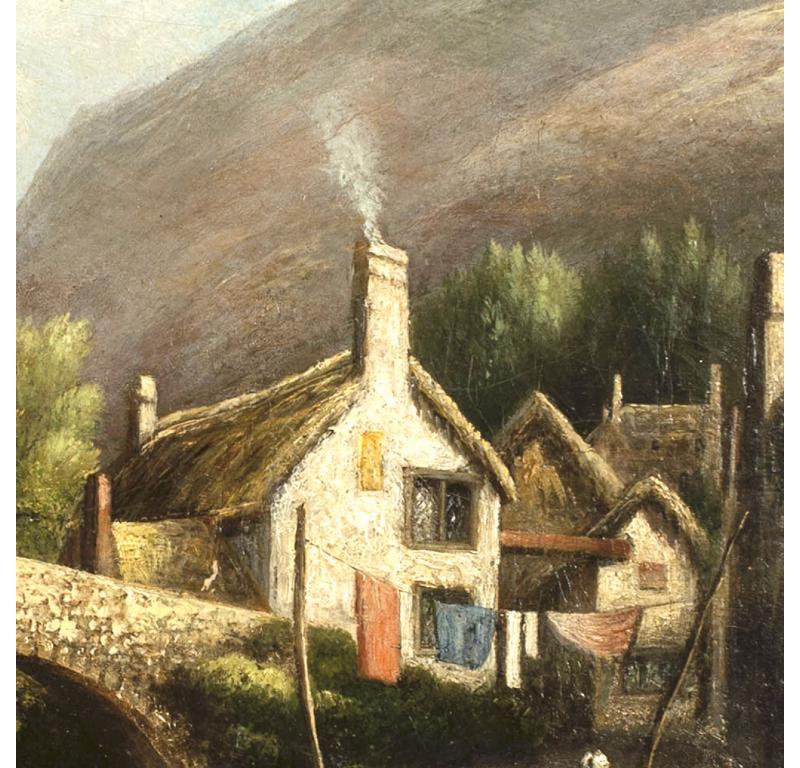 English Victorian Landscape of Lady in a Creek In Good Condition For Sale In Queens, NY