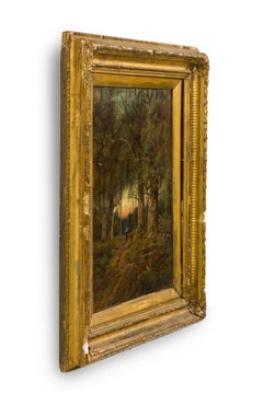 Victorian Oil Painting of Lady in Forest, Late 19th Century