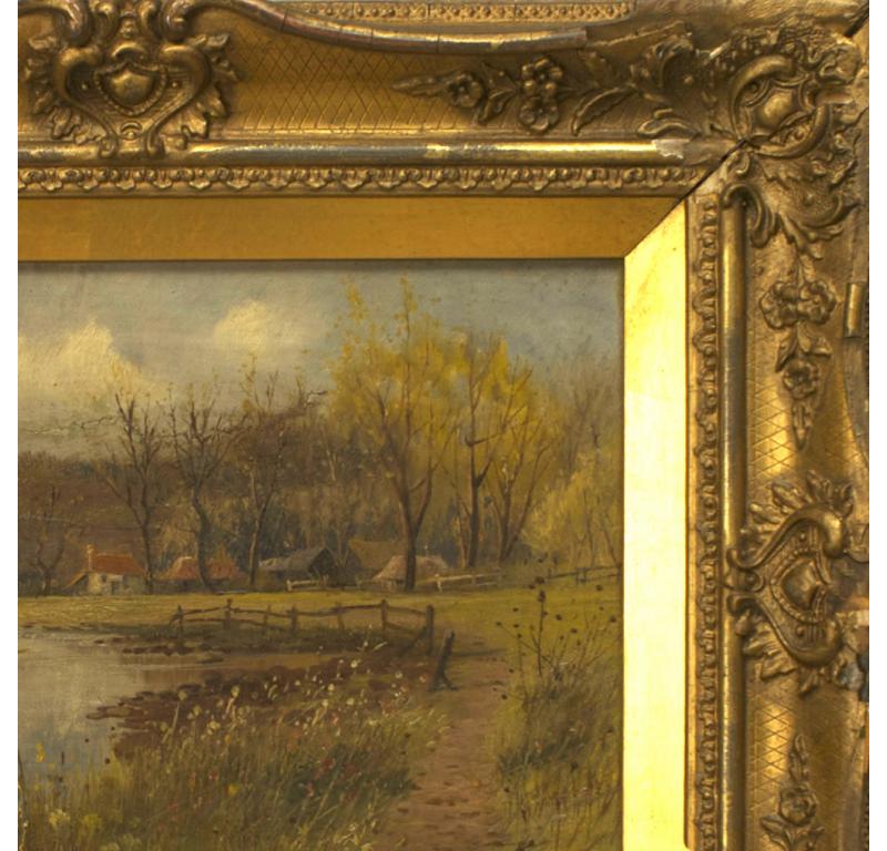 Englische viktorianische Landschaft eines Seehauses (Britisch) im Angebot