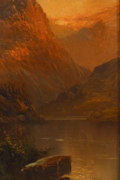 English Victorian Landscape of Mountains and Lake