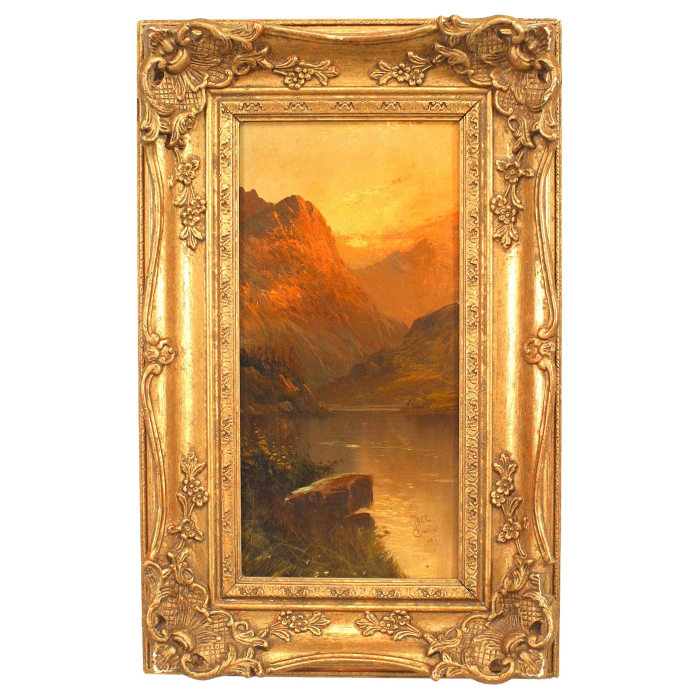 English Victorian Landscape of Mountains and Lake For Sale